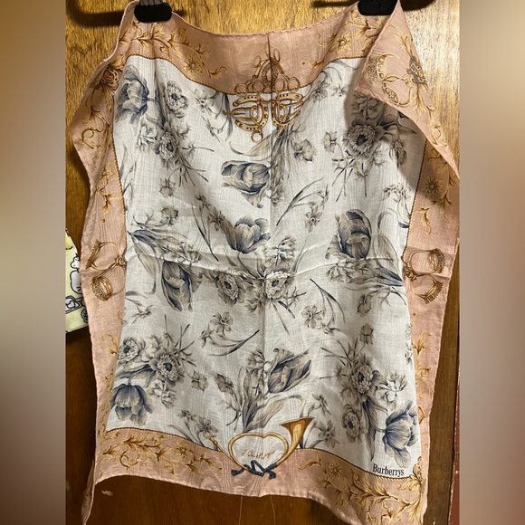 Burberry Tops - Vintage Burberrys Floral Print handkerchief - Pink and Cream